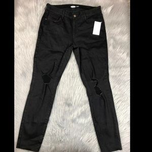 ON Rockstar Super Skinny Black Distressed Jeans 12